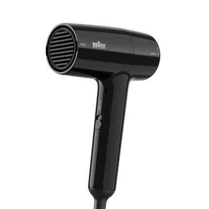 Braun Satin Hair 1 Compact Hair Dryer BRHD150SDE - Premium 1800W Lightweight Travel Blow Dryer with Concentrator Nozzle - Black Gloss