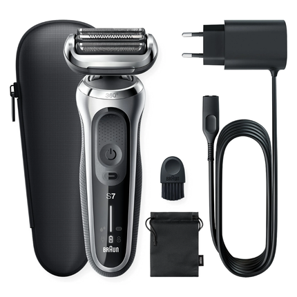 Braun Series 7 Electric Shaver 71-S1000s - Premium Wet & Dry Foil Shaver with 360° Flex Head & AutoSense Technology - Silver