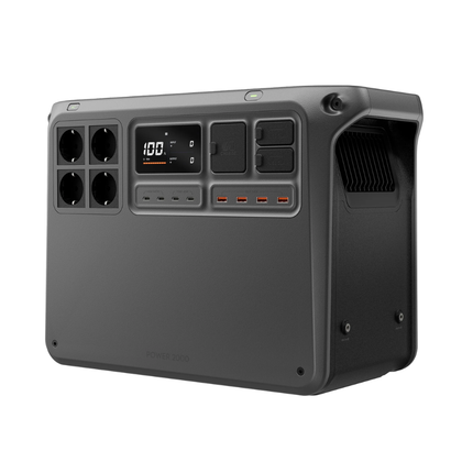 DJI Power 2000 Portable Power Station - Heavy-Duty 2048Wh Solar Generator with Long-Lasting LFP Battery, Dual 140W USB-C PD 3.1 Ports & Smart App Control - Black