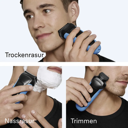 Braun Series 3 Shaver and Beard Trimmer 310BT - Premium Wet & Dry Rechargeable Electric Razor with 3 Flexible Blades, Trimmer Head & 5 Guide Combs