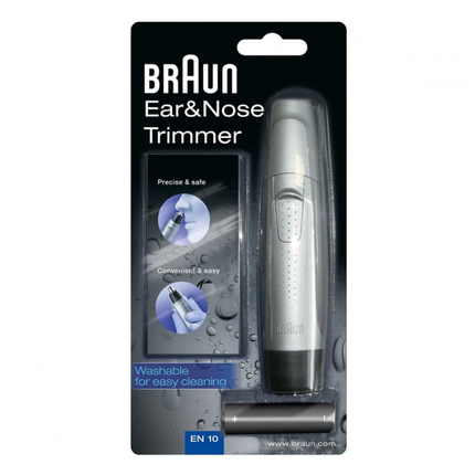 Braun Nose & Ear Trimmer EN10 - High-Precision Cordless Facial Hair Trimmer with Fully Washable Waterproof Head