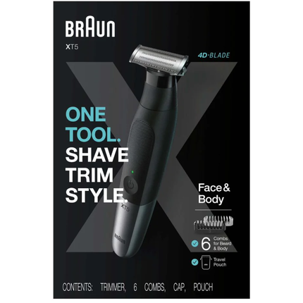 Braun Series X Electric Shaver & Beard Trimmer XT5100 - Premium Wet & Dry Hybrid Razor for Face & Body with 4D-Blade Matrix & SkinGuard Technology