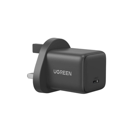 شاحن يوجرين (Ugreen) سريع بقوة 20 واط بتقنية GaN ومنفذ USB-C - يدعم تقنية Power Delivery (PD)، متوافق مع iPhone وAndroid، وتصميم مدمج (رمادي)