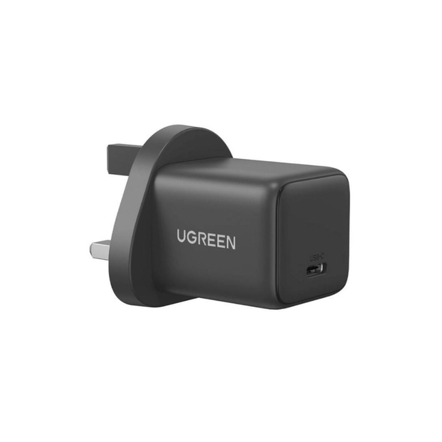شاحن يوجرين (Ugreen) سريع بقوة 20 واط بتقنية GaN ومنفذ USB-C - يدعم تقنية Power Delivery (PD)، متوافق مع iPhone وAndroid، وتصميم مدمج (رمادي)