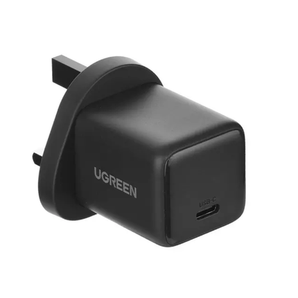 شاحن يوجرين (Ugreen) سريع بقوة 20 واط بتقنية GaN ومنفذ USB-C - يدعم تقنية Power Delivery (PD)، متوافق مع iPhone وAndroid، وتصميم مدمج (رمادي)
