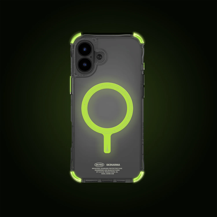 SkinArma Saido Niteglow Case for iPhone 16 Protective Clear Armor Shell with Glow in the Dark Features and Magnetic Support