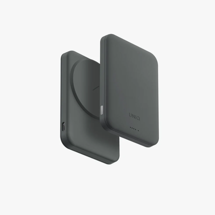 Uniq Lexa 5000 Power Bank Premium Leatherette Magnetic Wireless Charger with Integrated Slim Folding Stand