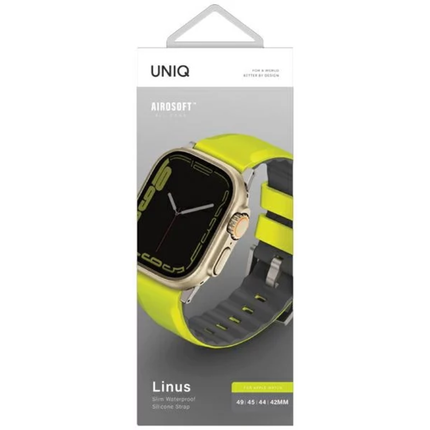 Uniq Linus AiroSoft Silicone Waterproof Sports Strap for Apple Watch 49mm 45mm 44mm 42mm with Secure Locking System