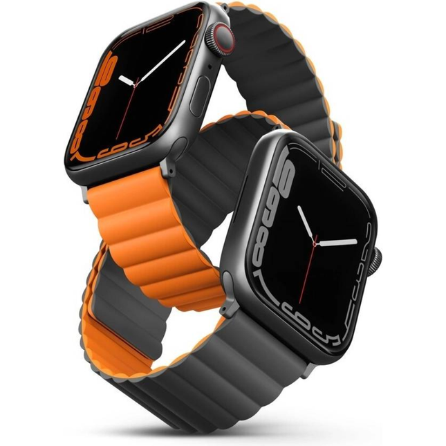 Uniq Revix Reversible Magnetic Strap for Apple Watch 45mm 44mm 42mm Premium Dual-Color Soft Silicone Band