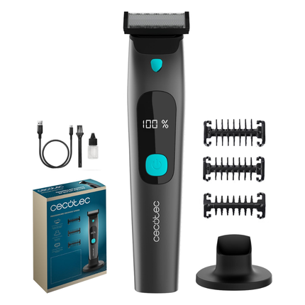Cecotec PrecisionCare OneShave Screen Electric Shaver and Body Trimmer IPX7 Waterproof Cordless Shaver with Digital Display and 3 Guide Combs