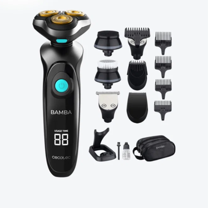 Cecotec Bamba PrecisionCare TwistGroom 10in1 Multi-Grooming Kit Cordless Personal Shaver and Trimmer with Vertical Charging Base