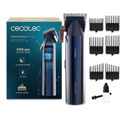 Cecotec Digital PrecisionCare Expert Hair Clipper Cordless Professional Hair Clipper with Digital Brushless Motor 6700RPM and 6 Guide Combs