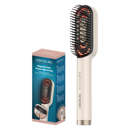 Cecotec HairCare Revitalize Little Hair Repairing Brush Smart Wireless Treatment Brush with 4 LED Lights Serum Applicator and Vibrating Massage
