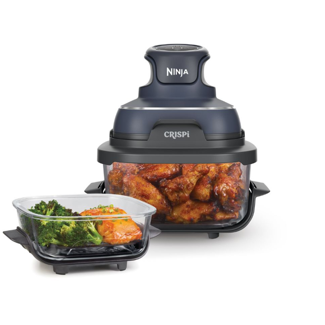 Ninja Crispi 4-in-1 Portable Glass Air Fryer Multi-Functional Compact Countertop Cooker and Storage Container System with Borosilicate Glass Bowl