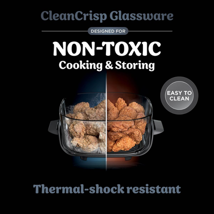 Ninja Crispi 4-in-1 Portable Glass Air Fryer Multi-Functional Compact Countertop Cooker and Storage Container System with Borosilicate Glass Bowl
