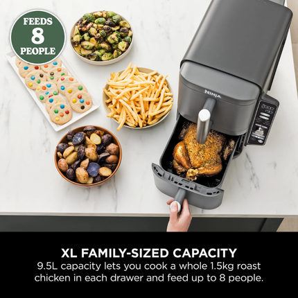 Ninja DoubleStack XL 2-Drawer Air Fryer Professional Vertical Space-Saving Kitchen System with 4-Layer Cooking Racks and DualZone Technology