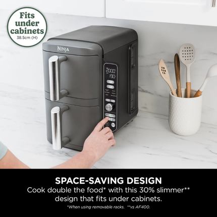 Ninja DoubleStack XL 2-Drawer Air Fryer Professional Vertical Space-Saving Kitchen System with 4-Layer Cooking Racks and DualZone Technology