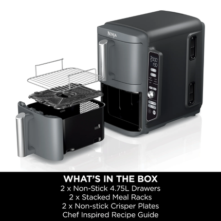 Ninja DoubleStack XL 2-Drawer Air Fryer Professional Vertical Space-Saving Kitchen System with 4-Layer Cooking Racks and DualZone Technology