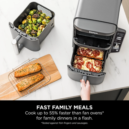 Ninja DoubleStack XL 2-Drawer Air Fryer Professional Vertical Space-Saving Kitchen System with 4-Layer Cooking Racks and DualZone Technology