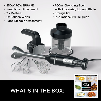 Ninja Foodi 3-in-1 Food Prep System Professional Smart Kitchen Solution with PowerBase Motor, Immersion Blender, Hand Mixer, and Chopper Attachments
