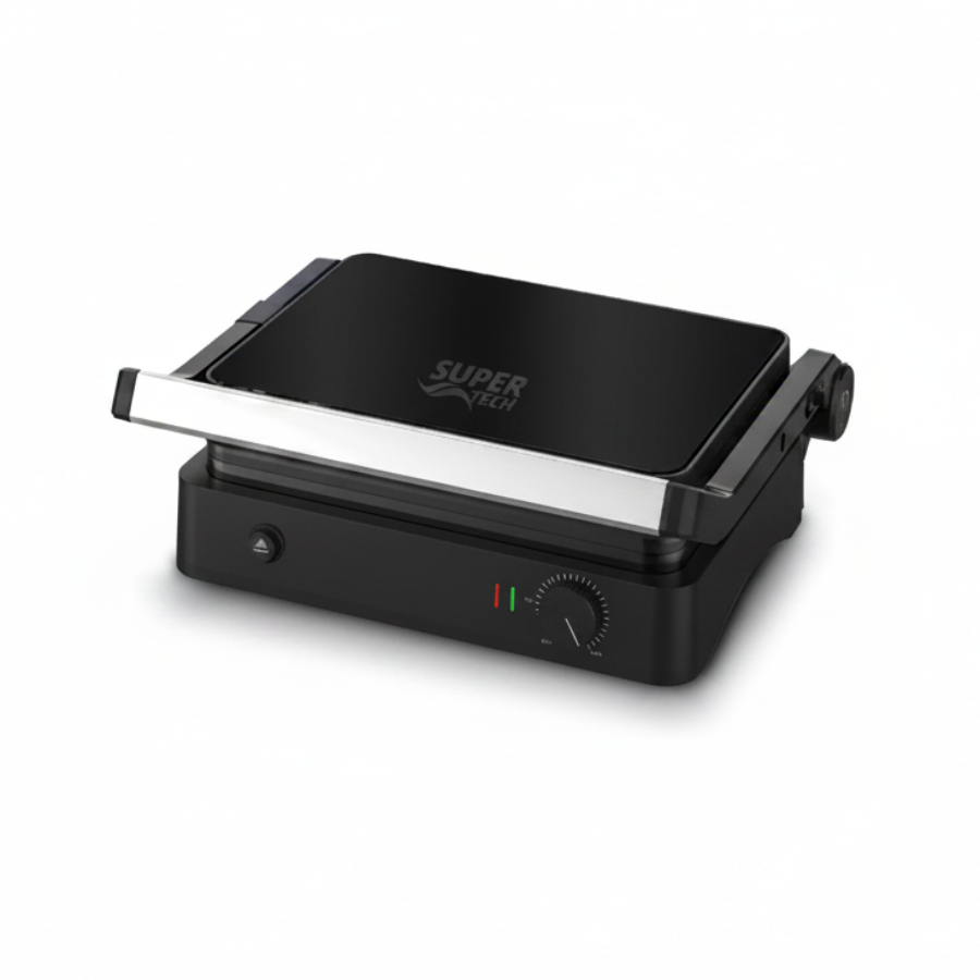 SuperTech Electric Grill GT52 Countertop Kitchen Press and Panini Maker with Non-Stick Cooking Plates and Rapid Dual Heating System