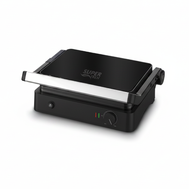 SuperTech Electric Grill GT52 Countertop Kitchen Press and Panini Maker with Non-Stick Cooking Plates and Rapid Dual Heating System