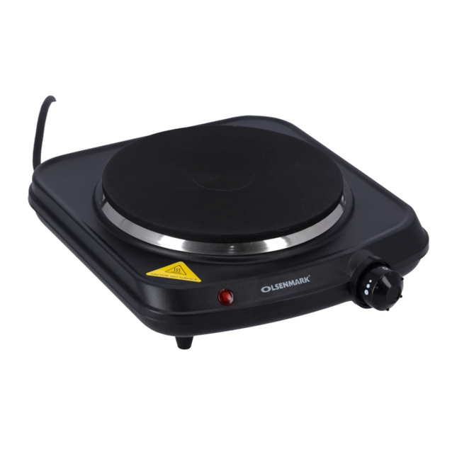 Olsenmark Electric Single Hot Plate OMHP2033 Countertop Cooking Stove with Heavy-Duty Cast Iron Heating Ring and Adjustable Thermostat Control