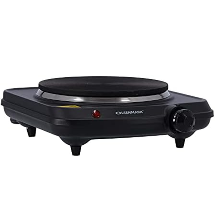 Olsenmark Electric Single Hot Plate OMHP2033 Countertop Cooking Stove with Heavy-Duty Cast Iron Heating Ring and Adjustable Thermostat Control