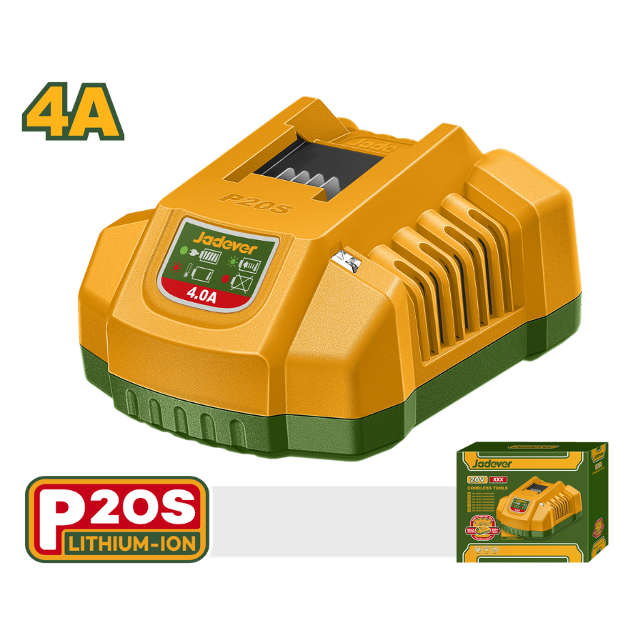 Jadever 20V Fast Battery Charger 4A JDFCP540 High-Velocity Power Cradle Compatible with P20S Shared Platform Cordless Tool Battery Packs