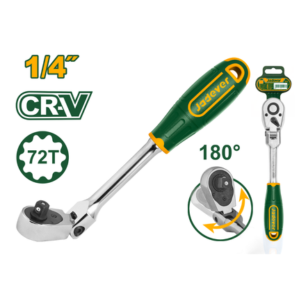 Jadever 1/4-Inch Drive Flexible Head Ratchet Wrench JDRW4214 200mm Length 72-Tooth Reversible Quick-Release Cr-V Steel Swivel Socket Spanner
