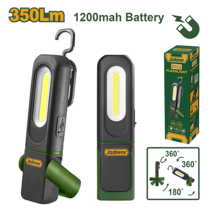 Jadever Rechargeable LED Flashlight JDFL7508 350 Lumens Multi-Mode Work Light with 1200mAh Battery Type-C Charging Port and IP62 Dust Protection Rating