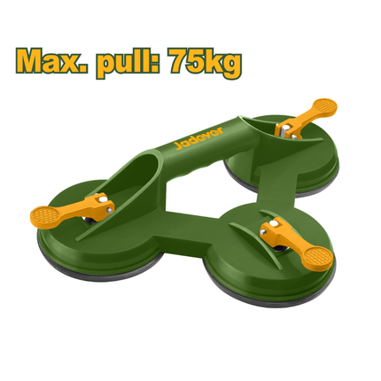 Jadever Three-Claw Glass Sucker JDKR1G75 75kg Max Pull Heavy-Duty Triple Suction Cup Handle for Glass and Tile Handling