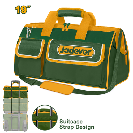 Jadever 19-Inch Heavy-Duty Tool Bag JDTG3119 Durable 600D Polyester Tool Organizer with Rigid Frame and Multiple Storage Pockets