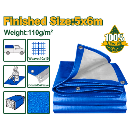 Jadever Tarp 5x6m JDTQ1856 Heavy-Duty Waterproof Cover Sheet with Reinforced Grommets for Outdoor Protection and Logistics
