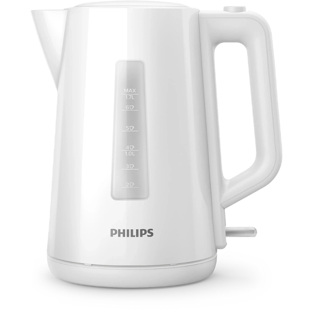 غلاية فيليبس (Philips) البلاستيكية سلسلة 3000 - سعة 1.7 لتر، تصميم مريح بفتحة كبيرة، ضوء مؤشر، ونظام أمان متعدد