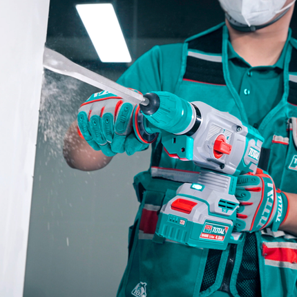 Total Brushless Cordless Rotary Hammer 20V SDS Plus 2.5J Impact Energy with Keyless Chuck and Two 4.0Ah Batteries Kit Model TRHLI202689