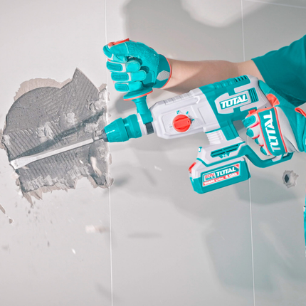 Total Brushless Cordless Rotary Hammer 20V SDS Plus 2.5J Impact Energy with Keyless Chuck and Two 4.0Ah Batteries Kit Model TRHLI202689