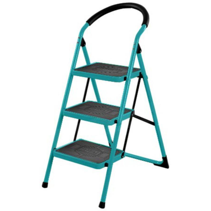 Total 3 Steps Steel Ladder Heavy Duty Foldable Household Step Stool with Non-Slip Wide Pedals Model THLAD09031