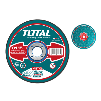 Total Abrasive Flat Metal and Inox Cutting Disc Available in Multiple Sizes Model TAC2162301