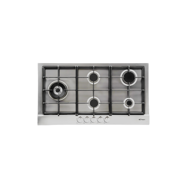 Conti HGF-95002-IX Built-In 90cm Gas Hob with 5 Burners & Heavy-Duty Cast Iron Pan Supports - Stainless Steel