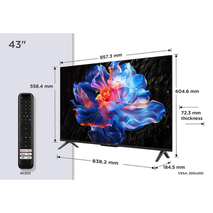 تلفزيون وشاشة تي سي إل سمارت 43 بوصة بدقة 4K مع نظام Fire TV مدمج موديل 43V6C