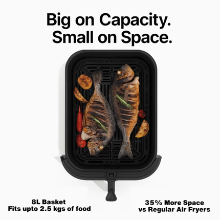 Nutricook NC-AFS330 Slim XXL Air Fryer with 8L Capacity, 1700W Power and Clear Viewing Window