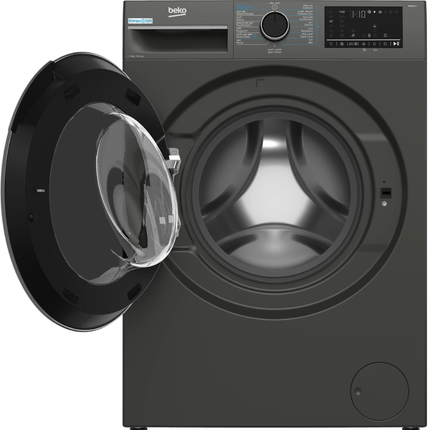 Beko 9kg Front Load Washing Machine 15 Programs 1400 RPM Inverter - Manhattan Gray