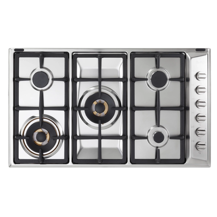 Elba 90cm Built-in Gas Hob with 5 Full Brass Burners & Full Safety