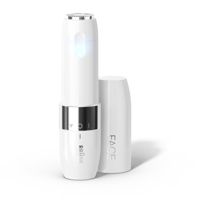 Braun Face Mini Hair Remover FS1000 - Premium Compact Facial Hair Trimmer with Built-In Smartlight, Sleek Design - White