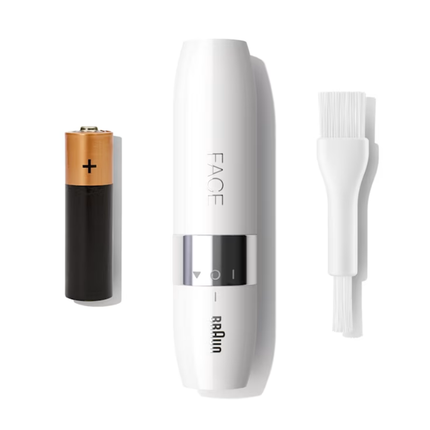 Braun Face Mini Hair Remover FS1000 - Premium Compact Facial Hair Trimmer with Built-In Smartlight, Sleek Design - White