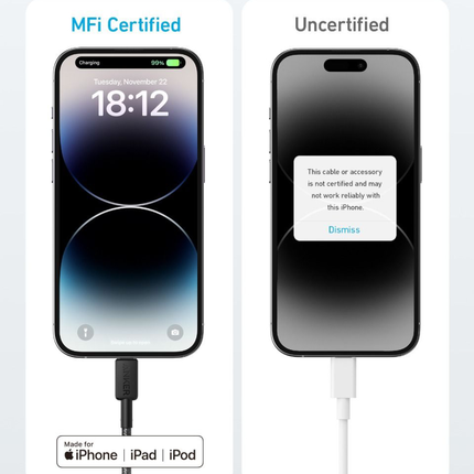 كابل أنكر Anker 322 من USB-C إلى Lightning قماش مضفر 6 أقدام