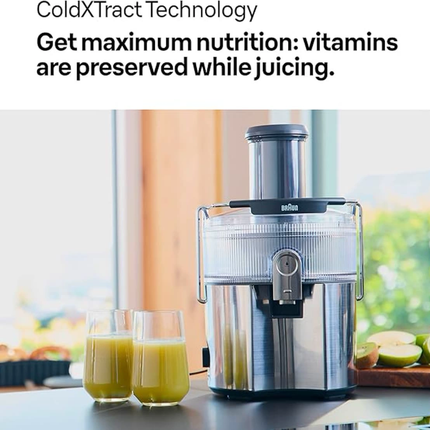 Braun Spin Juicer 1000W with 2 Speed Settings - Grey