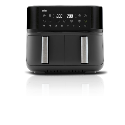 Braun Air Fryer 8L 2850W 8 Programs Dual Baskets Digital Touch Screen - Black