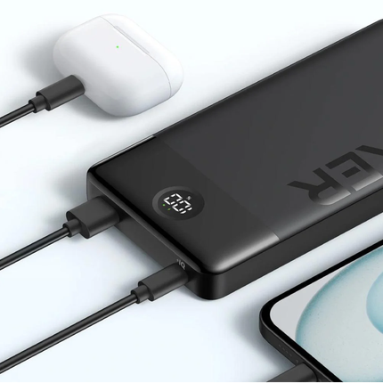 شاحن متنقل أنكر 324 باور بنك بسعة 10000 مللي أمبير وقوة 12 واط مع منافذ USB وType-C - أسود
